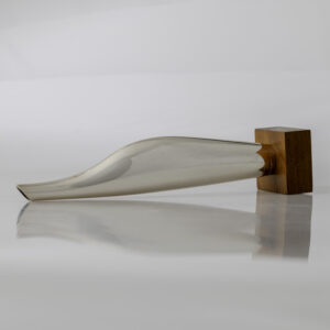 Tapio Wirkkala – Scandinavian Modern silver vase on teakwood stand, model TW17 – Kultakeskus, Finland 1964