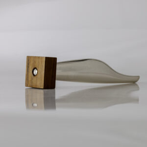 Tapio Wirkkala – Scandinavian Modern silver vase on teakwood stand, model TW17 – Kultakeskus, Finland 1964