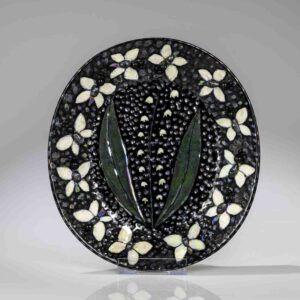 Birger Kaipiainen - A unique glazed stoneware relief wall platter, "Lily of the Valley" - Arabia, Finland 1960's