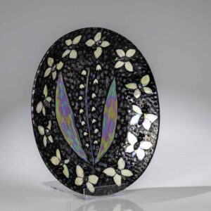 Birger Kaipiainen - A unique glazed stoneware relief wall platter, "Lily of the Valley" - Arabia, Finland 1960's