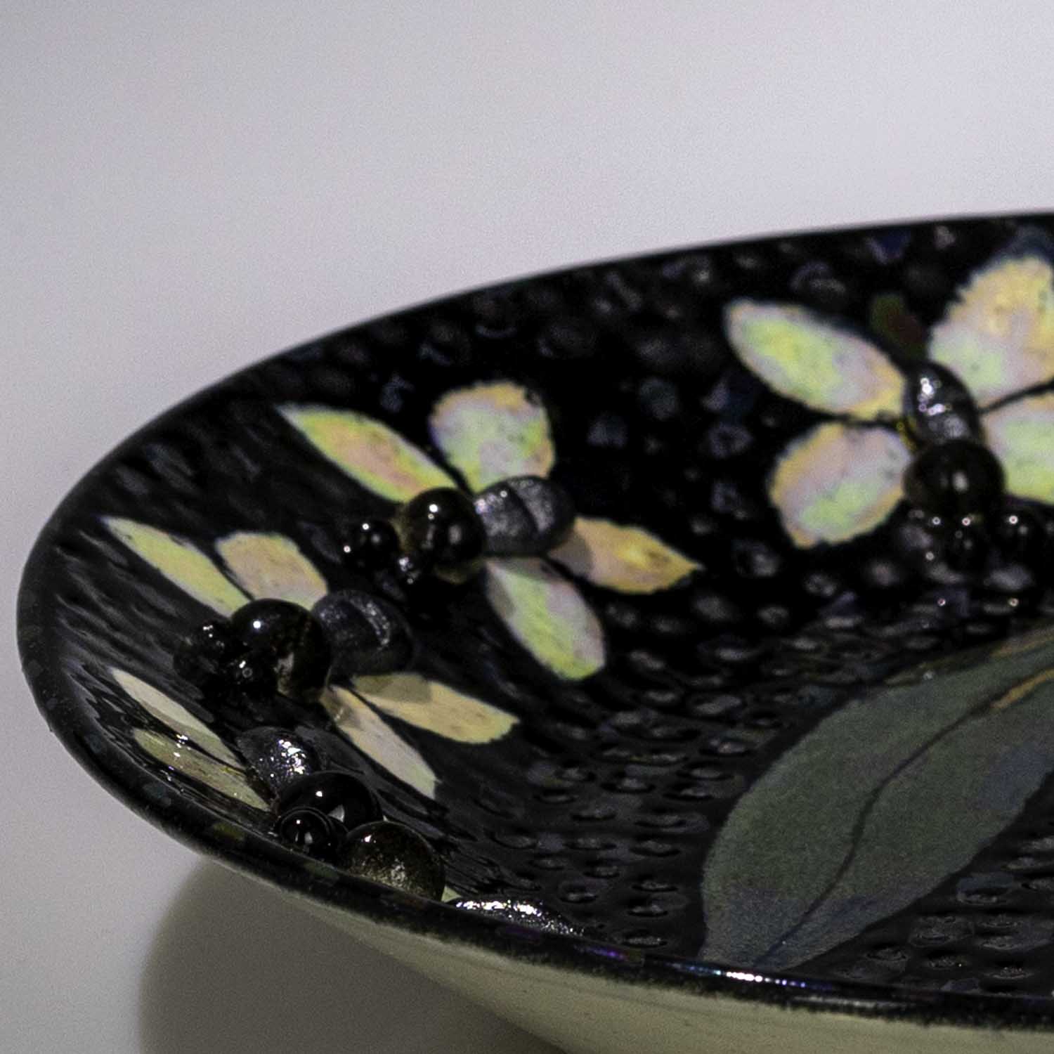 Birger Kaipiainen - A unique glazed stoneware relief wall platter, "Lily of the Valley" - Arabia, Finland 1960's