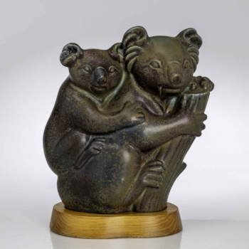 Gunnar Nylund – A glazed stoneware sculpture of Koalas – Rörstrand Sweden circa 1955