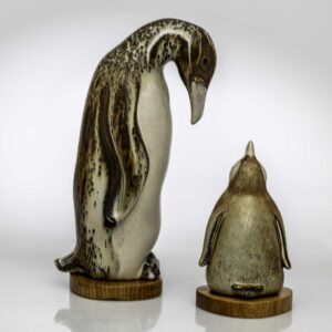 Gunnar Nylund - Two glazed stoneware sculptures of Pinguïns - Rörstrand Sweden circa 1955