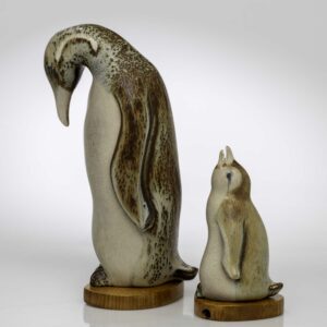 Gunnar Nylund - Two glazed stoneware sculptures of Pinguïns - Rörstrand Sweden circa 1955