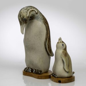 Gunnar Nylund - Two glazed stoneware sculptures of Pinguïns - Rörstrand Sweden circa 1955