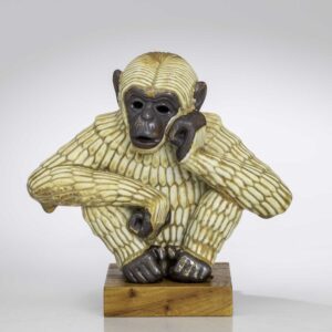 Gunnar Nylund - A glazed stoneware sculpture of a Monkey - Rörstrand Sweden circa 1955