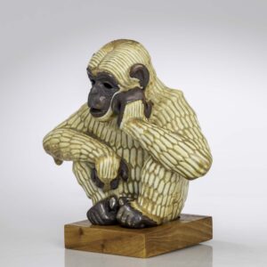 Gunnar Nylund - A glazed stoneware sculpture of a Monkey - Rörstrand Sweden circa 1955