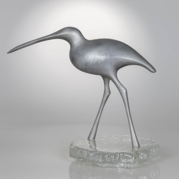 Tapio Wirkkala – A sculpture of a bird “Suokurppa” on a glass stand, model TW513 – Kultakeskus / Iittala, Finland ca. 1975