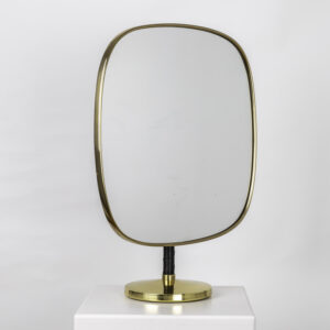 David Rosén - Scandinavian Modern Brass and Leather Table Mirror - Nordiska Kompaniet, Sweden 1950's