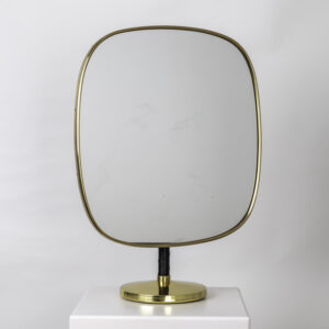 David Rosén - Scandinavian Modern Brass and Leather Table Mirror - Nordiska Kompaniet, Sweden 1950's